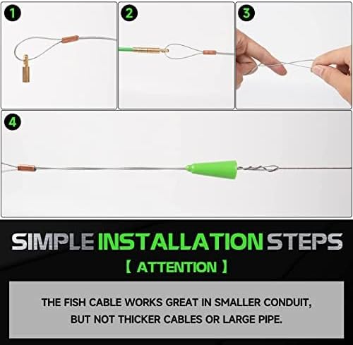 14FT Fiberglass Running Electrical Wire Glow Rods Wire Pulling with 8 Different Attachments, Fish Rods Electrical Kit and Fish Tape Wire Puller