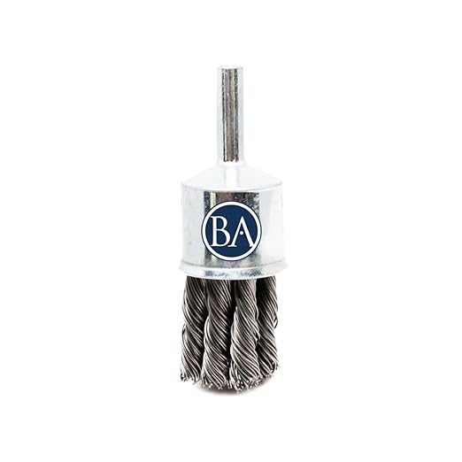 Benchmark Abrasives 3/4" Knot Wire End Brush for Aluminum, Concrete, Cleaning deburring on Cast Iron, Steel, Titanium, Nickel, 1/4" Shank for Rotary Tools - Carbon Steel