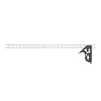 Starrett Steel Combination Square with Square Head - 24" Blade Length, Cast Iron Head, Hardened Steel, Reversible Lock Bolt, Scriber, 4R Graduation Type - C11H-24-4R