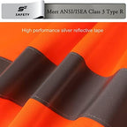 High Visibility Shirts for Men Class 3 Hi Vis Reflective Construction Shirts for Men with Pocket Safety T Shirt for Mens Work Shirt for Mens Short Sleeve Orange