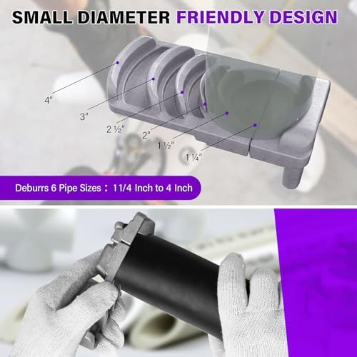 Plastic Pipe Deburring Tool, Professional Effective 1 1/4 to 4in PVC Tubing Plumbing Reamer Chamfer for PVC, CPVC, ABS, PP and PE Pipes