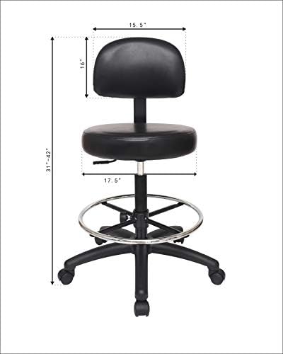 Chair Master Round Vinyl Chair/Stool-Black-for Garage, Counters, Shop, Kitchen, Computer Desks, Drafting Tables. Easy to Clean! (Glides, Medium Bench 19"-27")