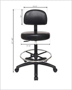 Chair Master Round Vinyl Chair/Stool-Black-for Garage, Counters, Shop, Kitchen, Computer Desks, Drafting Tables. Easy to Clean! (Glides, Medium Bench 19"-27")