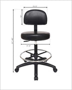 Chair Master Adjustable Chair for Exam Rooms, Labs, Doctor and Dentist Offices. Easy to Clean! 19"-27" Seat Height. 18" Foot Ring (Medium Bench Height, Black)