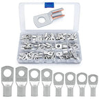 Wirefy 120 PCS Tinned Copper Wire Lugs Kit - Battery Lugs - Crimp Battery Cable Ends - Ring Terminals - 10-4 Gauge