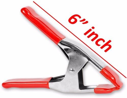 Wideskall® 6" inch Metal Spring Clamps w/Red Rubber Tips Clips (Pack of 4)