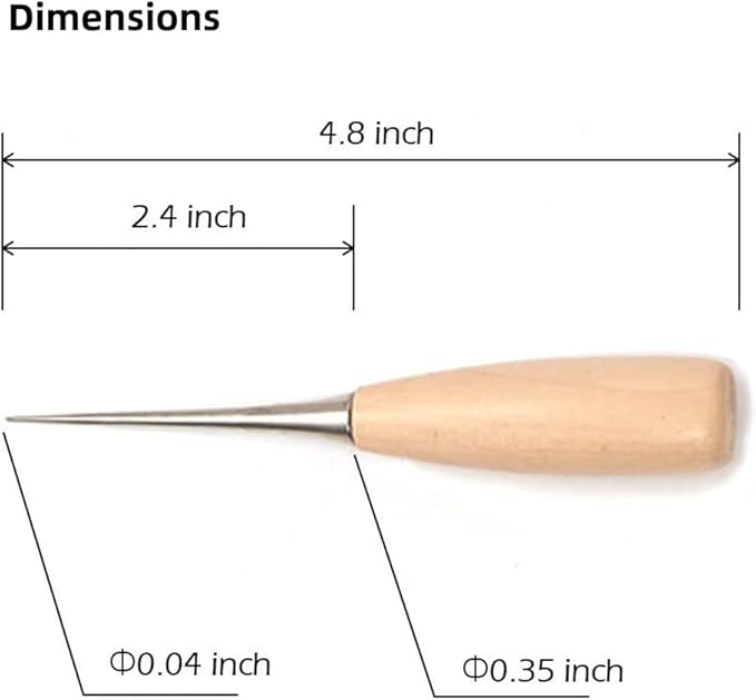 WUTA 10 Packs Leather Craft Awl Tools Leather Hole Punch Tool Sewing Punching Hole Maker Stitching Over Stitch Wood Handle for DIY Handmade Christmas Gift