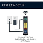 Motorola MG7700 Modem WiFi Router Combo with Power Boost | Approved by Comcast Xfinity, Cox and Spectrum | for Cable Plans Up to 800 Mbps | DOCSIS 3.0 + Gigabit Router