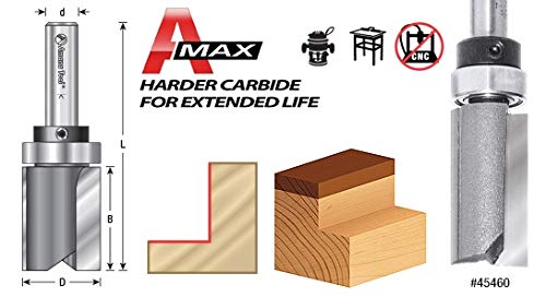 Amana Tool 45551 Carbide Tipped Flush Trim Plunge Template Router Bit 1-1/8 Dia x 2 Inch x 1/2 Shank with Upper Ball Bearing