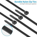 18 inch Black Zip Ties Heavy Duty 250 PACK, 200 LBS Ultra Exclusive Strong Plastic Wire Ties, Large Cable Ties Extra Long Tie Wraps, Indoor and Outdoor UV Resistant