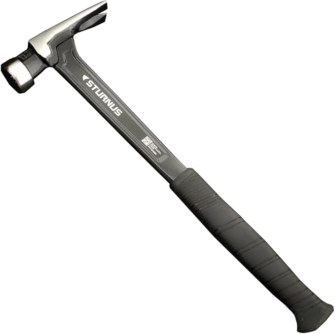 Sturnus Graphite 13oz Velocity Rip Claw Hammer – 13oz, Lightweight Aluminum & Ergonomic, Pro-Grade with Anti-Vibration Grip (Milled Face, Long Handle)