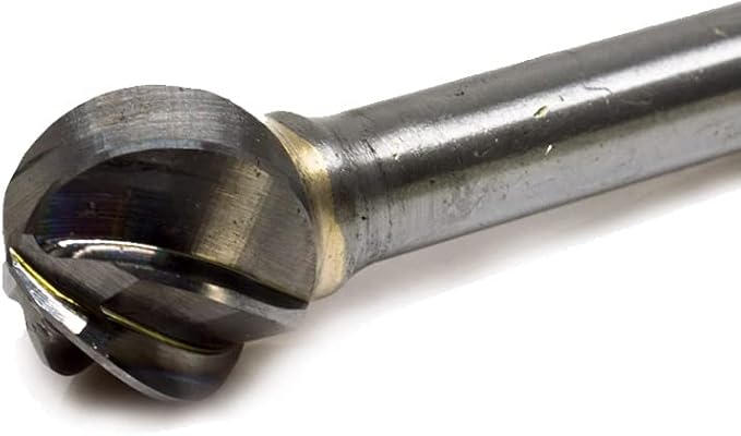Benchmark Abrasives Ball Shape Premium Tungsten Carbide Burr with 1/4 Inch Shank Aluminum Cut Rotary Tool, Engraving Tool for Non-Metals Shaping Carving (SD-5NF)