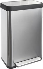18 Gallon Stainless Steel Step Trash Can with Soft-Close Lid & Stay-Open, Rectangular Kitchen Garbage Bin for Home & Office, Tall Trash Bin No Liner Needed (70 Liter Larger Capacity)