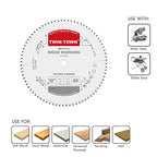 TWIN-TOWN 10-Inch 80-Tooth ATB Fine Finish Wood Cutting Circular Saw Blade, 5/8 Inch Arbor, Compatible with Table and Miter Saws, Premium Quality Woodworking Saw Blade