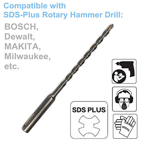 3PCS, 7/16" x 6 ", SDS Plus Hammer Drill Bits, Rotary Hammer Drill Bits