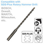 1PCS, 1/2" x 6", SDS Plus Hammer Drill Bits, Rotary Hammer Drill Bits