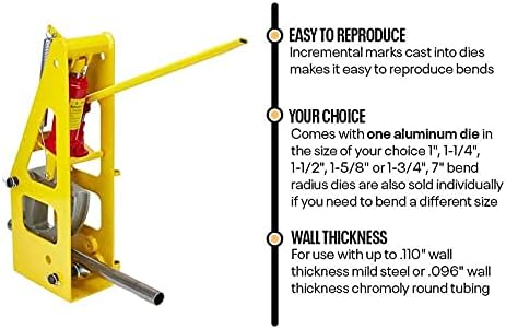 3rd Generation Hydraulic Tubing Bender for Round Tubing, Hydraulic Pipe Bender for Roll Cage Tubing, 1.00 Inch Round Dimple Die