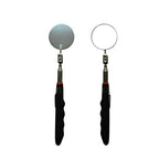 Telescoping Inspection Circular Mirror with 2 LED Light and Mirror on a Stick and Extendable Mechanic Tool for Automotive,50mm Circular Mirror 360 Swivel for Extra Viewing