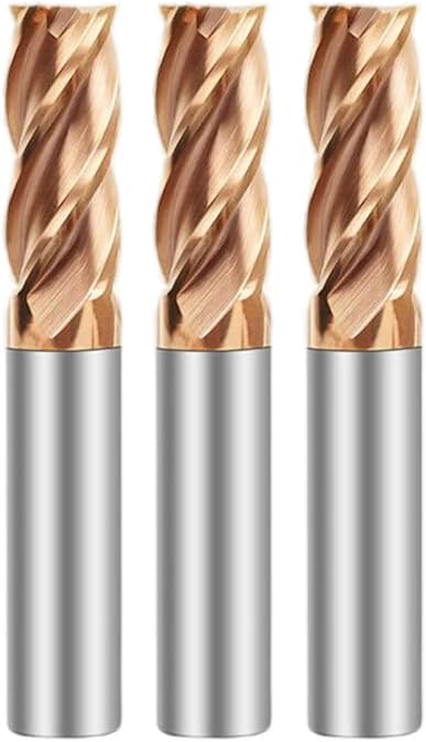 Metric Micrograin Carbide Square End Mill 4 Flute 6.0MM 3 PCS 【 ≈0.23622 inch】 HRC55° for Milling Alloy Steels Hardened Steel, Metal & More Mill Bits Sets for Professionals & DIYers