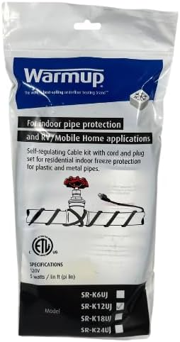 Unjacketed Self-Regulating Heater Cable Kit – 120V, Pre-Terminated Plug, for Indoor Residential Pipe Protection Only (18FT)