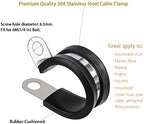 LOKMAN 20 Pack 2 Inches Stainless Steel Cable Clamp, Rubber Cushioned Insulated Clamp, Metal Tube Holder for Tube, Pipe or Wire Cord Installation