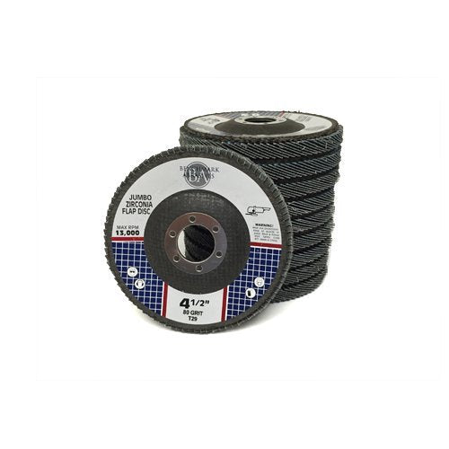 Benchmark Abrasives 4.5" x 7/8" Premium Zirconia Type 29 Flap Discs 4 1/2 for Angle Grinder, Sanding Discs, Finishing - Grinding Wheels 4 1/2 inch (100 Pack) - 80 Grit