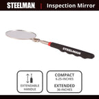 Steelman 29-Inch Telescoping Auto Inspection Mirror, Durable Steel, Articulating 3.25-Inch Round Mirror, Contoured Grip (Case of 10)