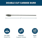 Benchmark Abrasives 6” Flame Shape Double Cut Tungsten Carbide Die Grinder Bits Metal Deburring Tool Rotary Burr, 1/4 Inch Shaft, Engraving Tool for Woodworking Shaping Carving (SH-5)