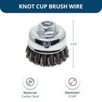 Benchmark Abrasives 2-3/4" Knot Wire Cup Brush for Narrow Holes Derusting Paint Removal Deburring Ferrous Metals Concrete, Wire End Brush for Angle Pneumatic Grinder - (Carbon Steel)