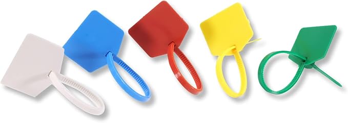 4 in Marker Nylon Cable Ties, Plastic Water Proof Tags, Self-Locking Written-on Cable Marker, Security Seals Label for Cabling, Wire Marking Label, Shipping Hanging Tags - Red/ 100pcs