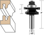 LEATBUY 1/2 Inch Shank Router Bit Set 3 PCS Round Over Raised Panel Cabinet Door Rail and Stile Router Bits, Woodworking Wood Cutter, Wood Groove Tongue Milling Tool(1/2-double)