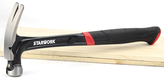 TRUE MECHANIC™ 22oz Hammer with Comfort Grip, Nailing Hammer Steel Head Steel Handle, AntiVibe, Rip Claw