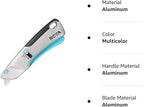 Nova Squeeze Trigger Utility Knife and Heavy Duty Box Cutter, Self Retractable Safety Knife, Ergonomic Aluminum Body, Safety-Lock Design, Durable and Safe