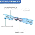 1000 Pcs Heat Shrink Butt Connectors, 16-14 AWG Waterproof Electrical Crimp Wire Splice for Marine, Cable, Wiring