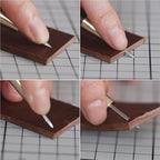 WUTA Diamond Shape Stitching Awl Ebony Blackwood Handle Leather Craft Sewing Awl Kits Handmade Sewing Tools DIY Stitcher Taper, 3 Size S M L (3 Packs)