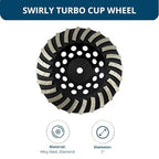 Benchmark Abrasives 7 Inch Concrete Grinding Wheel Threaded Swirly Turbo Diamond Cup Wheel with 5/8"-11 Arbor Hole for Masonry, Marble, Natural Stone, Concrete - Angle Grinder Attachments (7”)