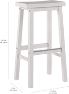 Amazon Basics Solid Wood Saddle-Seat Kitchen Counter Barstool with Footrest, Easy Assembly - 29-Inch Height - White - Set of 2