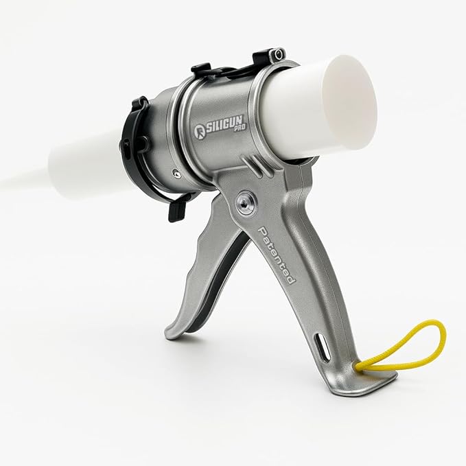 SILIGUN™ PRO Compact 24:1 Caulking Gun - No Drip Caulk Gun - Patent Design - Lightweight Aluminum Frame - Works with all 10 oz Tubes (SILIGUN PRO Nozzle Kit)