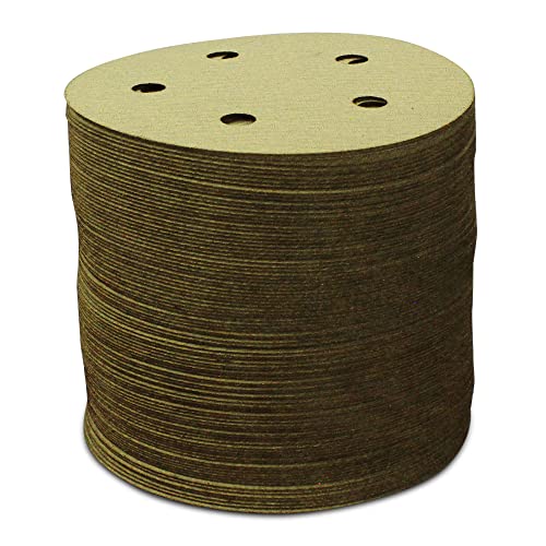 BHA 5" Inch 5 Hole Hook and Loop Sanding Discs for Orbital DA Sanders - 100 Pack (100 Grit)