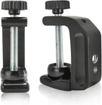 Universal C-Clamp Aluminum Support Clamp Desktop Mount Holder Stand with 1/4" and 3/8" Thread Black(1 Pc)