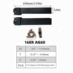 Lather Threading Tool Bit Set External Internal Threading Boring Bars Turning Tool Holders with 11IR AG60 16ER 16IR AG60 Carbide Threading Inserts (2pcs 5/8 Holders + 16ER IR AG60)