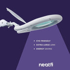 Neatfi Magnifying Lamp, 5 Diopter Glass Lens, 6500K Color Temperature, Eye-Friendly, Task Light for Sewing, Painting, Jewelry Making, and Reading (White, 7-Inch Lens with Clamp)