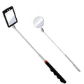 2PCS Telescopic Inspection Mirror, LED Telescopic Inspection Mirror,Portable Round 360 Degree Rotating Inspection Mirror Flashlight and Round/Square Inspection Mirror