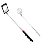 2PCS Telescopic Inspection Mirror, LED Telescopic Inspection Mirror,Portable Round 360 Degree Rotating Inspection Mirror Flashlight and Round/Square Inspection Mirror