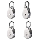 Rocaris 4 Pack M50 Single Pulley Snatch Block Lifting Crane Heavy Duty Swivel Hook 304 Stainless Steel, 3/8" Rope x 2" Sheave, 880lbs Load