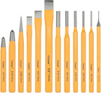 Hoteche 12-Piece Punch and Chisel Set Including Taper Punch, Center Punch, Cold Chisel, Pin Punch with Storage Case for Metalworking and Woodworking