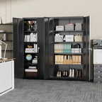 Greenvelly Metal Garage Storage Cabinet, 72” Locking Black Tool Steel Cabinet with Doors and 4 Shelves, Tall Metal Cabinets with Garage Storage Systems for Home Office, Kitchen/Pantry