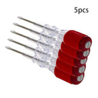Fielect 5pcs Voltage Tester Voltage Detector Pen Circuit Tester Tool Steel Batch Slotted Test Pencil JRDB-859 AC/DC 100-500V Clear