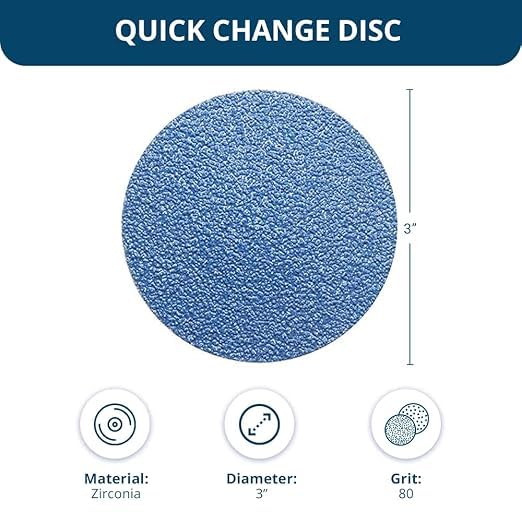 Benchmark Abrasives 3 Inch Sanding Discs Quick Change Zirconia Sanding Discs, Drill & Die Grinder Sanding Disc - Deburring Polishing Rust Remover for Metal Paint Stripper (25 Pack), 80 Grit
