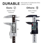 KETOTEK Digital Caliper 6 Inch Measuring Tool, Stainless Steel Electronic Vernier Calipers, Digital Micrometer with Large LCD Screen, inch/Metric Conversion